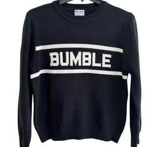 Bumble App Sweater Varsity Long Sleeve Crew Neck Women X-Large  Black White Logo